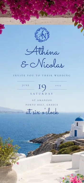 Cyclades wedding invitation