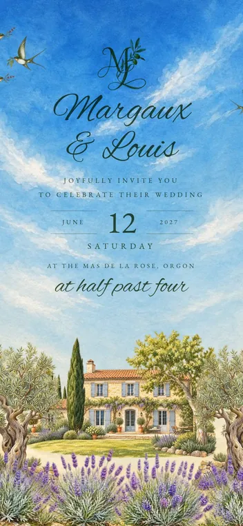 Provence wedding invitation