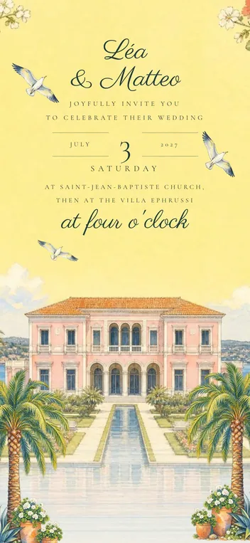 Riviera wedding invitation