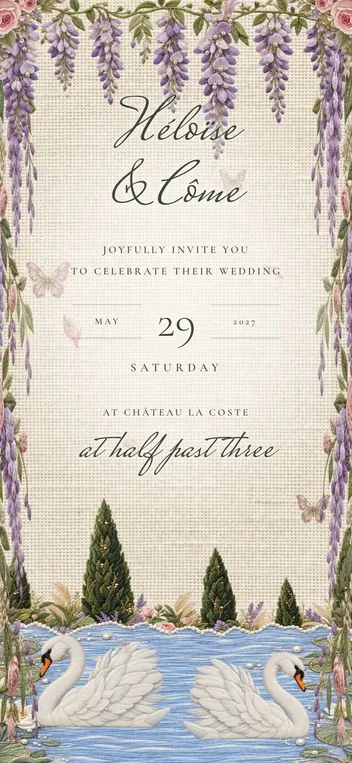 Swan Lake wedding invitation